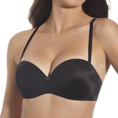 Soutien preto liso com alças finas e adorno de coração no centro