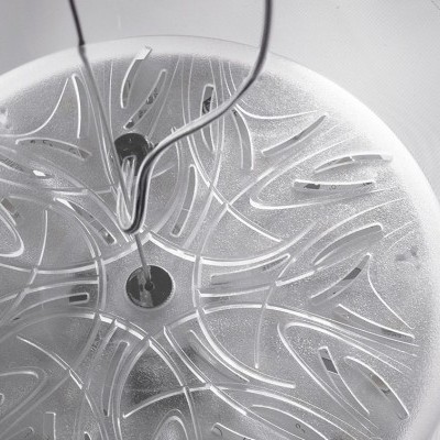 Fundo circular cinza com padrões abstratos e cabo preto central