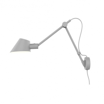 Candeeiro de parede articulado cinzento com braço ajustável