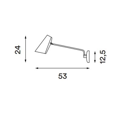 desenho técnico candeeiro de parede com medidas em cm