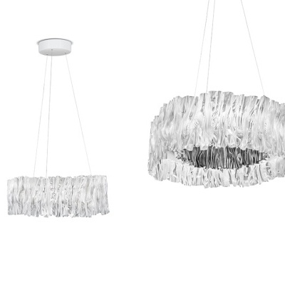 Candeeiros suspensos modernos prateados com detalhes transparentes