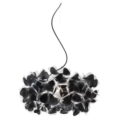 Candeeiro de teto suspenso com pétalas pretas translúcidas