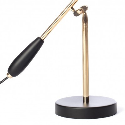 Candeeiro de secretária preto e dourado com braço articulado