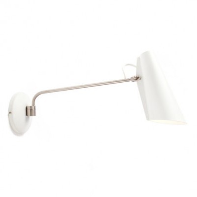 Candeeiro de parede metálico com cúpula branca cónica