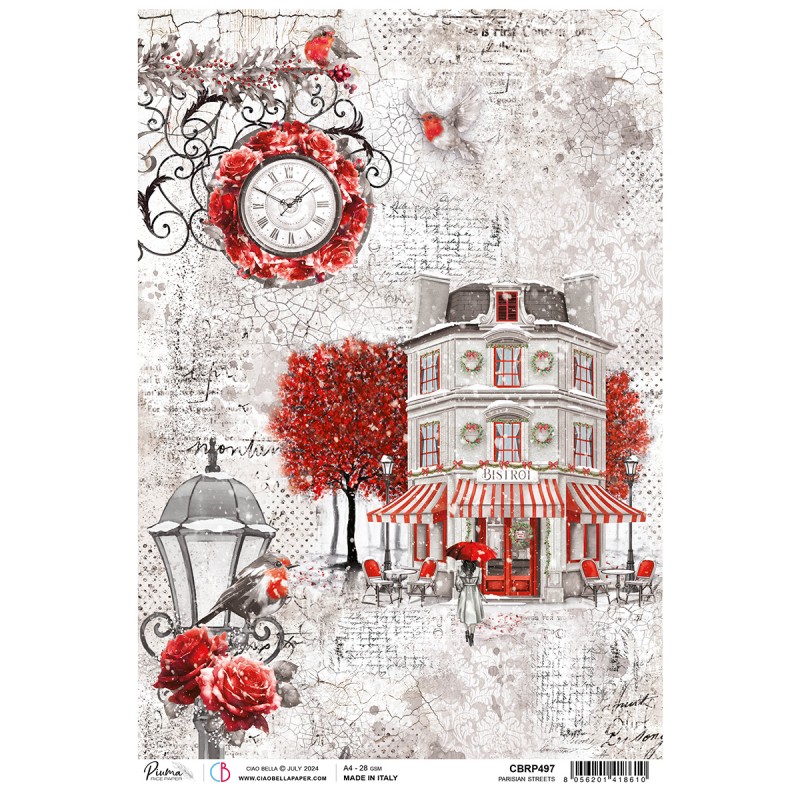 Papel de arroz A4 Parisian Streets CIAO BELLA CBRP497 Papel de arroz A4 Parisian Streets CIAO BELLA CBRP497