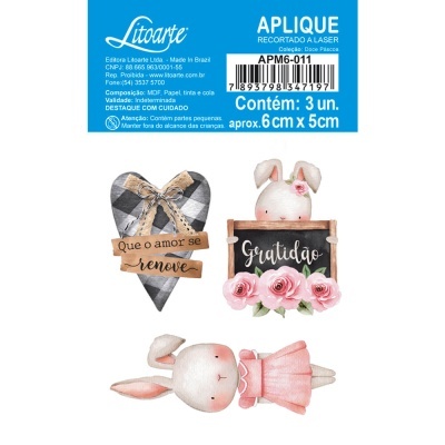 Aplique em Papel e MDF - Coleção Doce Páscoa - Coelinha  APM6-011