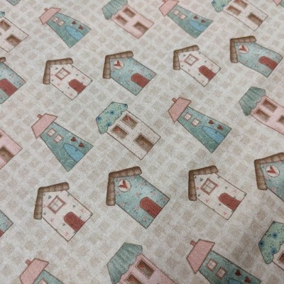 Tecido F&F Mini casinhas "Vila de Amor"  VIL005
