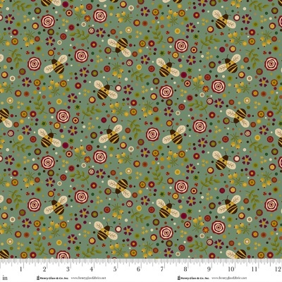 Tecido Henry Glass Pennyberry Farm Kim Diehl 2010-77 Medium Teal