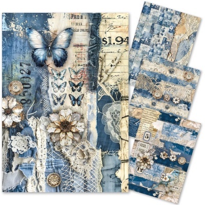 Conjunto papel arroz Mixed Media A4 Urban Blue Den CIAO BELLA CBMF002