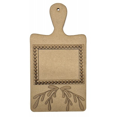 Placa/Tábua mdf c/moldura e folhas Ref.: 640190  17,5x34cm