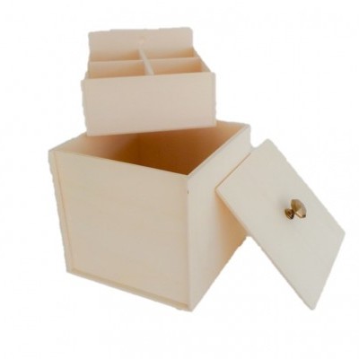 Caixa Chá 8 div. c/puxador metal  17x16.5x16cm 9420