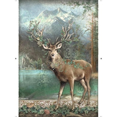 PAPEL ARROZ STAMPERIA A4 "Magic Forest deer" DFSA4750