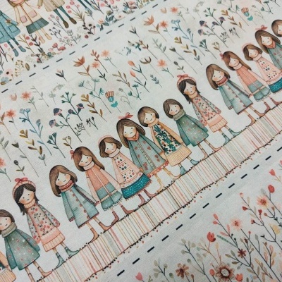 Tecido Fabricart digital barrado meninas  D956