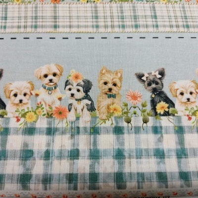 Tecido Fabricart digital barrado cachorrinhos  D997