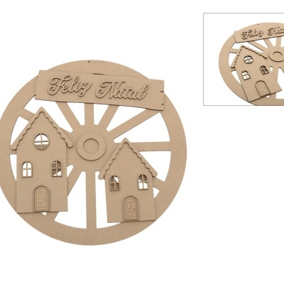 GRINALDA C/ CENÁRIO NATAL D.35X0.3CM MDF  742570