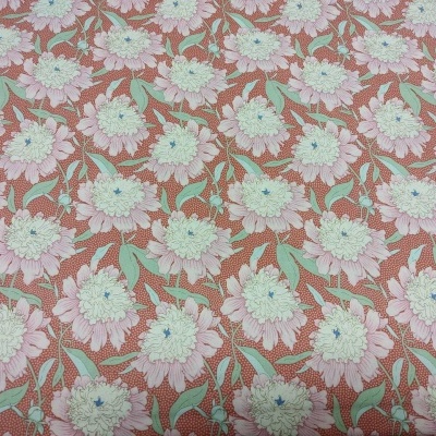 Tecido Tilda "GardenLife" Bowl Peony Coral 100307