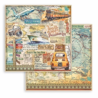 Folha papel scrap. Art of Travelling 12"x12"   SBB 1039