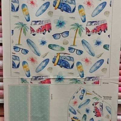 Painel 100% algodão alinhado Bolsa "Pão de Forma" SV04