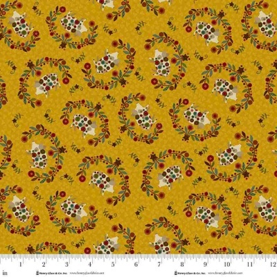 Tecido Henry Glass Pennyberry Farm Kim Diehl 2005-44 Yellow