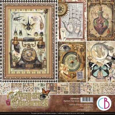 Bloco scrapbooking Ciao Bella 12"x12" (30,5x30,5cm) Cabinet of curiosities CBPM085
