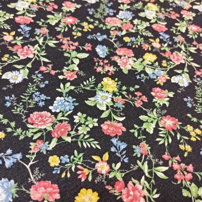 Tecido linho de algodão SEVENBERRY B87505Z D/2-1 Preto/Vermelho-Azul T1404B