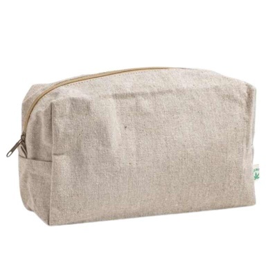 Bolsa com fecho tipo estojo feito com material orgânico de cânhamo. 36036