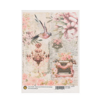 Papel de Arroz  - Vintage    Tamanho: 21x30cm  1259