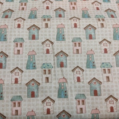 Tecido F&F Mini casinhas "Vila de Amor"  VIL005