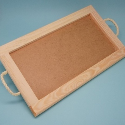 Base/Tabuleiro pinho 15x30cm  com corda para 2 azulejos (15x15) 9309.15x30