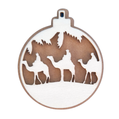 Bola recortada com fundo em MDF  "Reis Magos" 8cm 98476