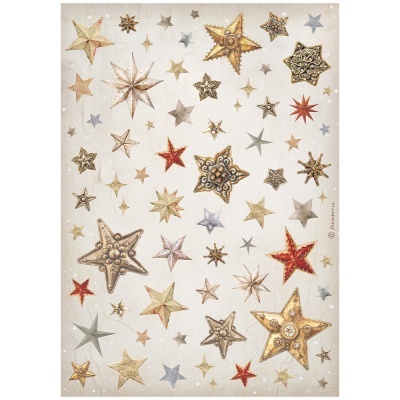 Papel arroz A4 - Gear up for Christmas stars  DFSA 4933