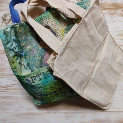 Saco algodão 30x37cm c/bolsos laterais CRU 60823