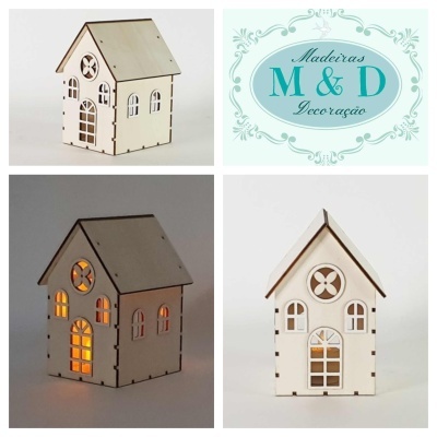 Casinha madeira 3D    9 x 14 x 11 cm   7589