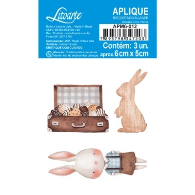 Aplique em Papel e MDF - Coleção Doce Páscoa - Coelinho  APM6-012