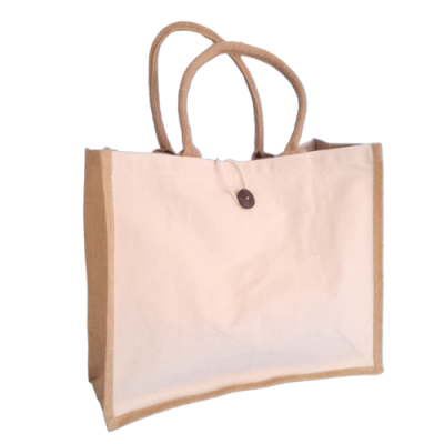 Shopper Bag - Saco em algodão 310grs com alba e alça em juta  34x40x15cm 36028