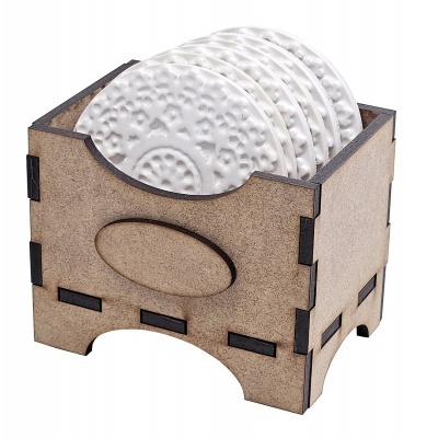 Conjunto de 6 porta-copos de poliuretano branco c/caixa 3153