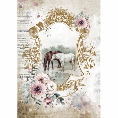 Papel arroz A4 Romantic Horses Lady Frame (DFSA4582)