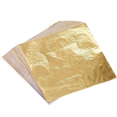 Pacote Folha de ouro - 100 folhas    Tamanho: 14x14cm 14012
