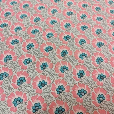 TECIDO TILDA COTTON BEACH OCEAN FLOWER GREY 100330 T1400A