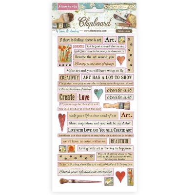 Stamperia Chipboard 15x30cm Atelier Quotes (DFLCB24)