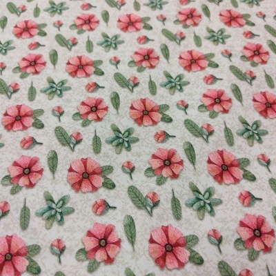 TECIDO FUXICOS E FRICOTES Flor Mini Bege AM011