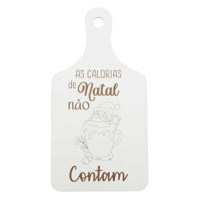 TÁBUA DE COZINHA NATAL 18X35X0.3CM MDF BRANCO  420134