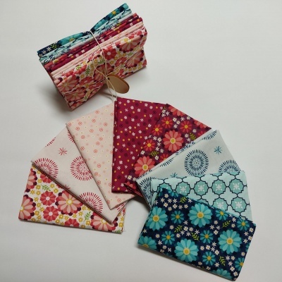 Conj. 8 FAT QUARTER "GATHERING" CORA'S QUILT BY SHELLEY CAVANA T1820A