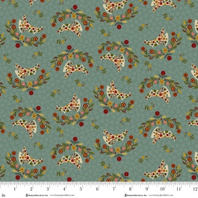 Tecido Henry Glass Pennyberry Farm Kim Diehl 2003-11 Medium Blue