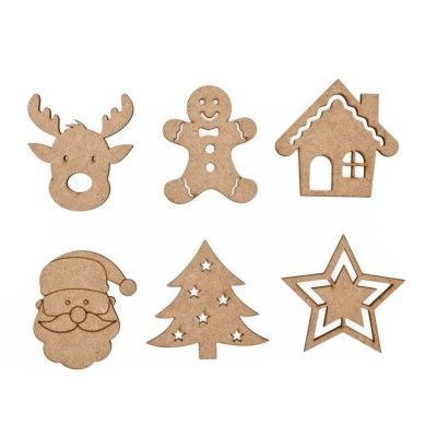 Conjunto 6 APLICACOES NATAL 6X0.3CM MDF Ref. 741911