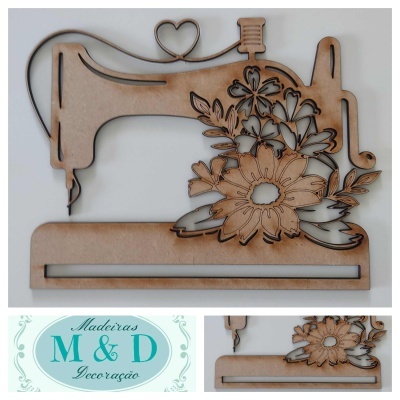 Maquina de costura c/flores CABIDE  mdf 24,5x31,5cm 4132