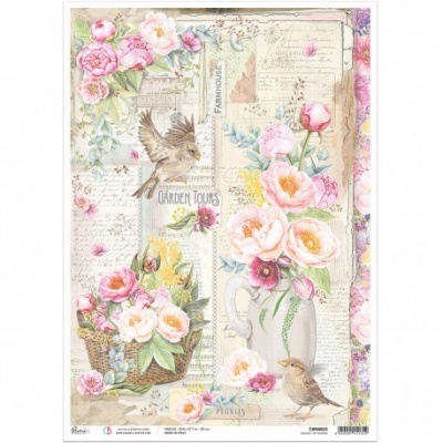 Papel arroz A3 Bouquet of Peonies CIAO BELLA CBRM023