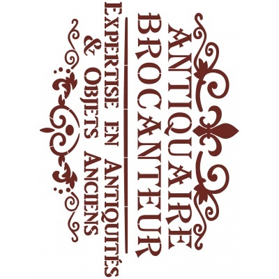 Texto decorativo em castanho com palavras em francês sobre fundo branco