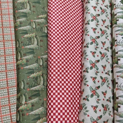 Tecido F&F Natal pinheiros fundo verde NAT008