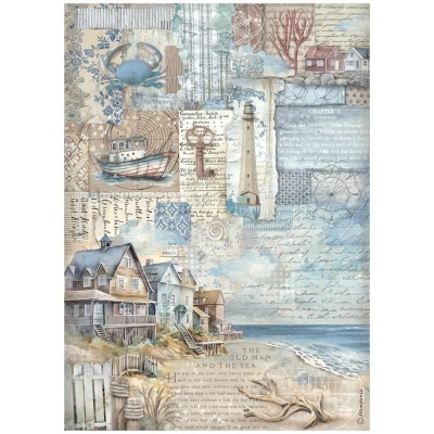 Papel de arroz  - Silent Sea landscape   A4  DFSA 41026